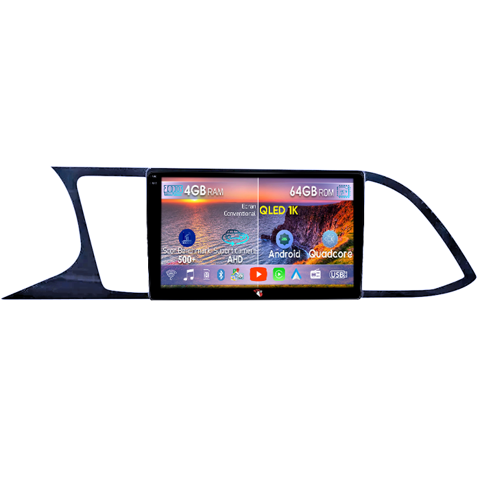 Navigatie dedicata Seat Leon 2012-2018, 4GB RAM 64GB ROM, Octacore, Android 14, Display QLED 1K 9", Carplay&Android Auto, SIM 4G, Ventilator Activ [1]