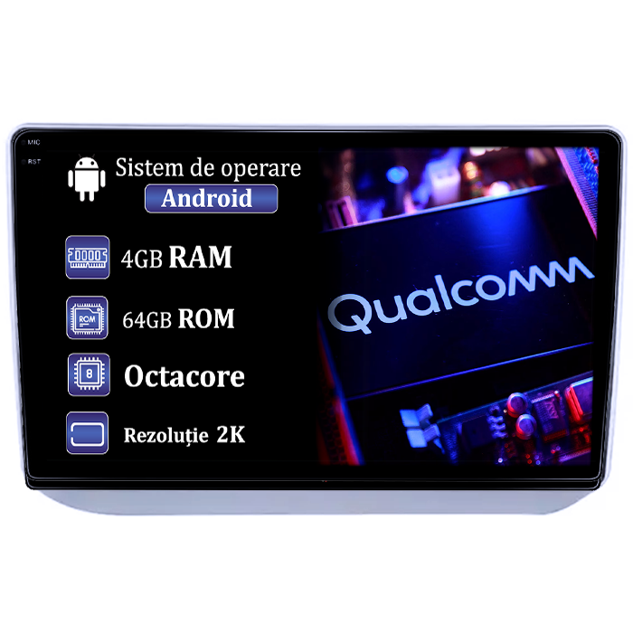 Navigatie dedicata Skoda Fabia 2007-2014,4GB RAM 64GB ROM, Procesor Qualcomm Octacore, Android 14, Rezolutie 2K, Display QLED 9", DSP, Carplay&Android Auto, SIM 4G [1]