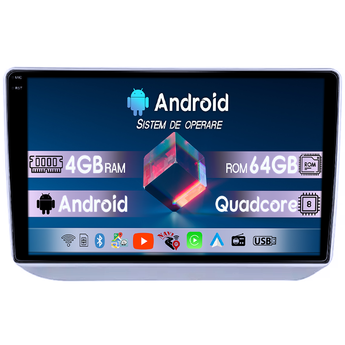 Navigatie dedicata Skoda Fabia 2007-2014, 4GB RAM 64GB ROM, Quad Core, Display 10" QLED 1K, Carplay, Android 14, Bluetooth, Magazin Play, Suport Camere AHD [1]