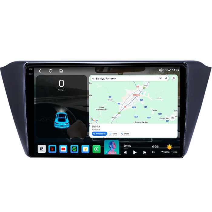 Navigatie dedicata Skoda Fabia 2015, 4GB RAM 64GB ROM, Octacore, Android 14, Display QLED 1K 9", Carplay&Android Auto, SIM 4G, Ventilator Activ [2]