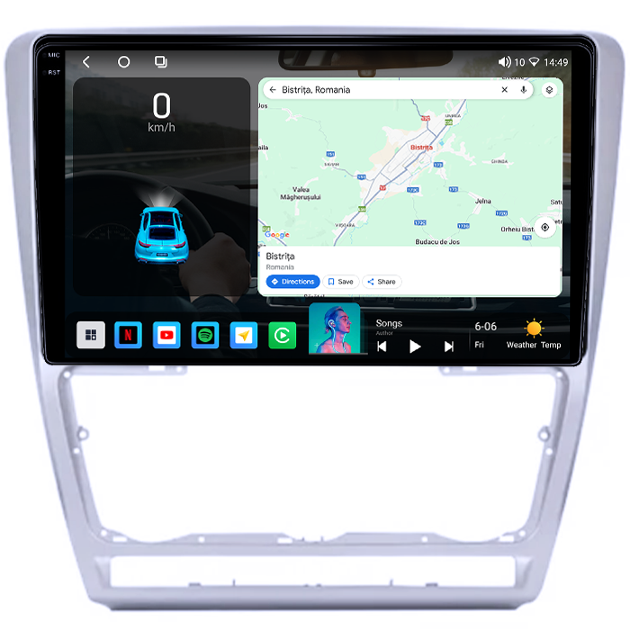 Navigatie dedicata Skoda Octavia 2 2004-2013, Facelift 2009-2013, 4GB RAM 64GB ROM, Octacore, Android 14, Display QLED 1K 10", Carplay&Android Auto, SIM 4G, Ventilator Activ [2]