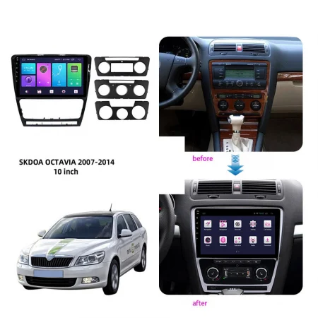 Navigatie dedicata Skoda Octavia 2008-2013, Black, 8GB RAM 128GB ROM, Octacore, Platforma TS18, Android 13, Display QLED 10”, Suporta camera 360º, DSP, Carplay&Android Auto, SIM 4G, Ventil [4]
