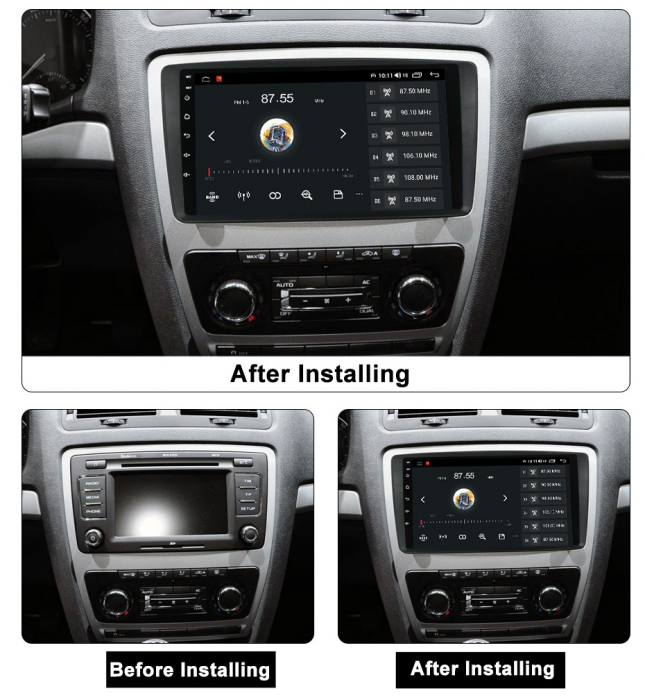 Navigatie dedicata Skoda Octavia 2008-2013, 4GB RAM 64GB ROM, Octacore, Android 13, Display QLED 9", DSP, Carplay, Android Auto, Internet, Youtube, Waze, WIFI, Bluetooth [8]