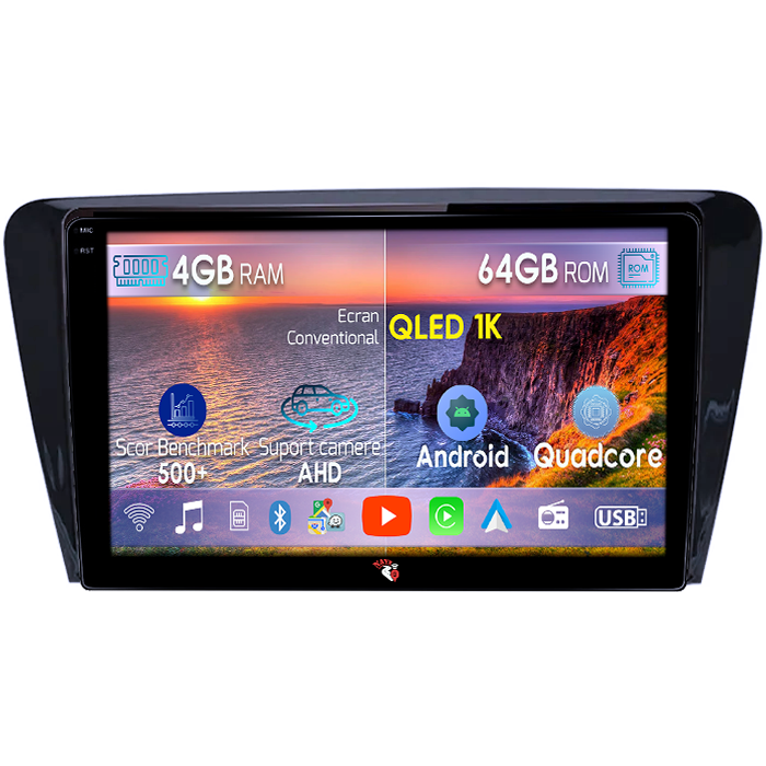 Navigatie dedicata Skoda Octavia 2013-2018, 4GB RAM 64GB ROM, Octacore, Android 14, Display QLED 1K 10", Carplay&Android Auto, SIM 4G, Ventilator Activ [1]