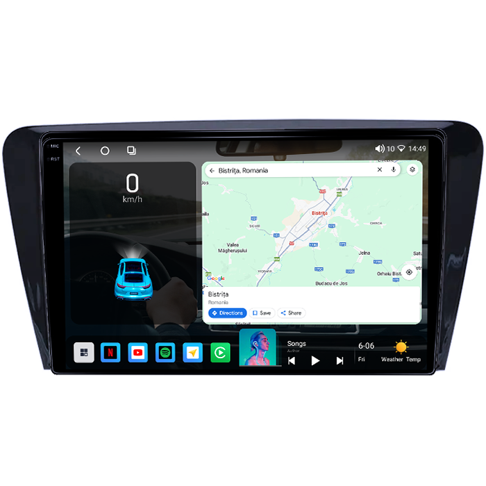 Navigatie dedicata Skoda Octavia 2013-2018, 4GB RAM 64GB ROM, Octacore, Android 14, Display QLED 1K 10", Carplay&Android Auto, SIM 4G, Ventilator Activ [2]
