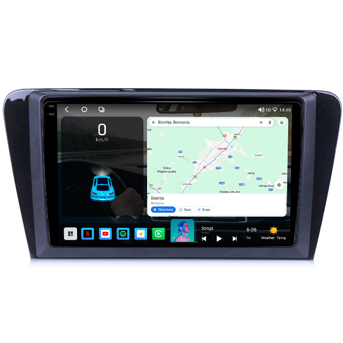 Navigatie dedicata Skoda Octavia A7 2014, 4GB RAM 64GB ROM, Octacore, Android 14, Display QLED 1K 10", Carplay&Android Auto, SIM 4G, Ventilator Activ [2]
