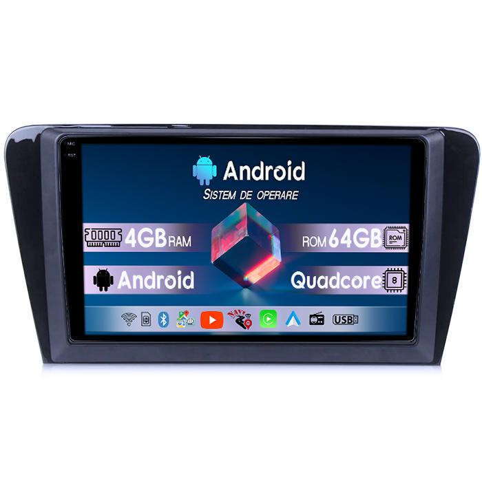 Navigatie dedicata Skoda Octavia A7 2014, 4GB RAM 64GB ROM, Quad Core, Display 10.1" QLED 1K, Carplay, Android 14, Bluetooth, Magazin Play, Suport Camere AHD [1]