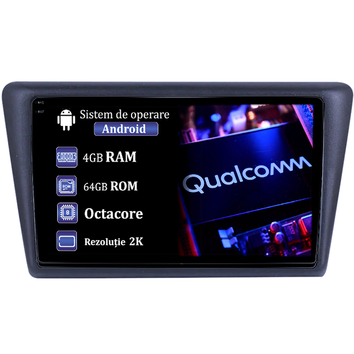 Navigatie dedicata Skoda Rapid 2013-2017, 4GB RAM 64GB ROM, Procesor Qualcomm Octacore, Android 14, Rezolutie 2K, Display QLED 9", DSP, Carplay&Android Auto, SIM 4G [1]