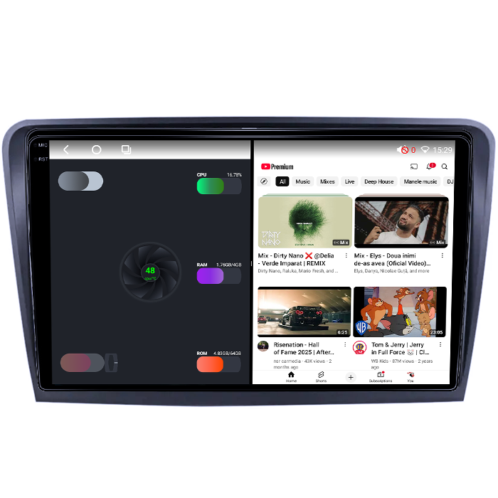 Navigatie dedicata Skoda Superb 2 2008-2015, 4GB RAM 64GB ROM, Octacore, Android 14, Display QLED 1K 9", Carplay&Android Auto, SIM 4G, Ventilator Activ [3]