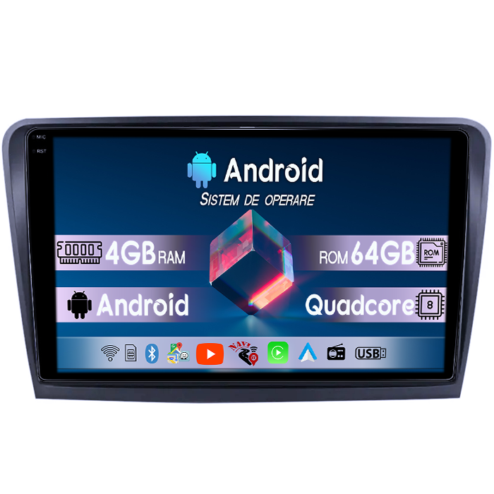 Navigatie dedicata Skoda Superb 2 2008-2015, 4GB RAM 64GB ROM, Quadcore, Android 14, Display QLED 1K, 10", DSP, Carplay&Android Auto, , Suport Camere AHD [1]