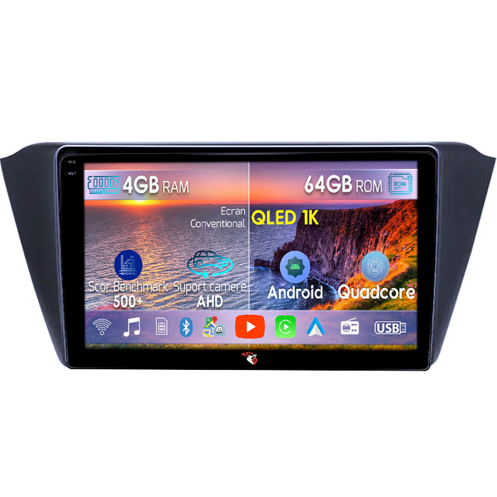 Navigatie dedicata Skoda Superb 2016-2019, 4GB RAM 64GB ROM, Octacore, Android 14, Display QLED 1K 9", Carplay&Android Auto, SIM 4G, Ventilator Activ [1]