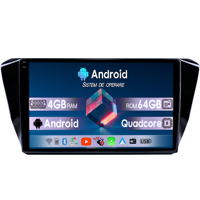 Navigatie dedicata Skoda Superb 2016, 4GB RAM 64GB ROM, Quad Core, Display 10.1" QLED 1K, Carplay, Android 14, Bluetooth, Magazin Play, Suport Camere AHD [1]