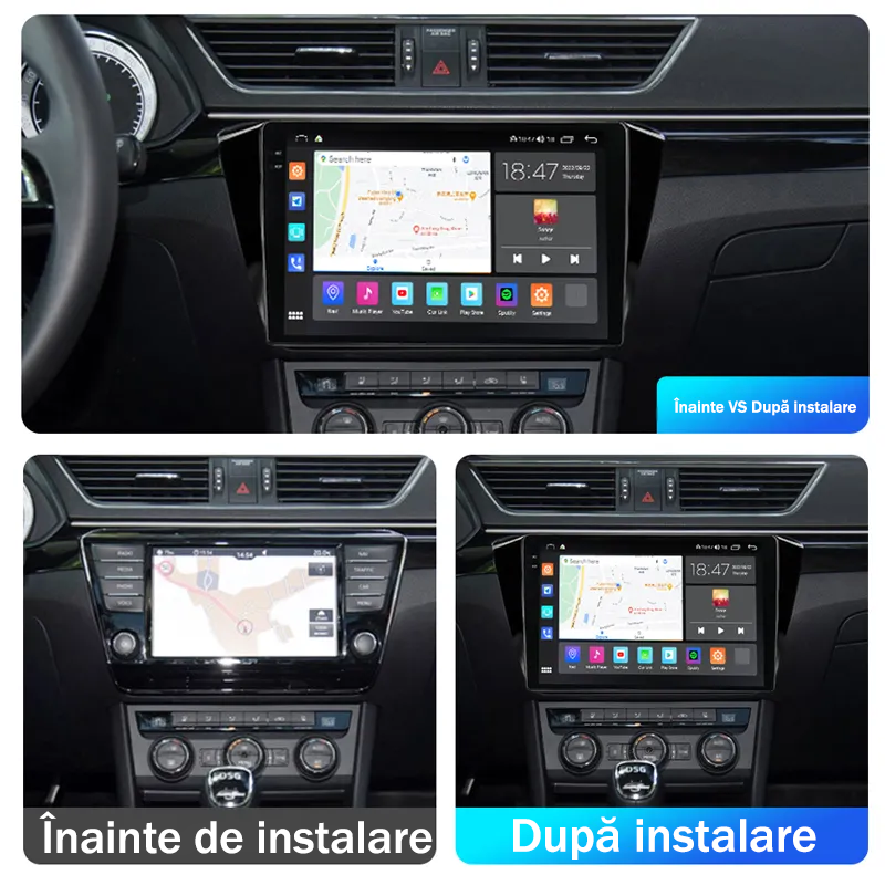 Navigatie dedicata Skoda Superb 3 2015-2019, 4GB RAM 64GB ROM, Quad Core, Display 10.1" QLED 1K, Carplay, Android 14, Bluetooth, Magazin Play, Suport Camere AHD [2]