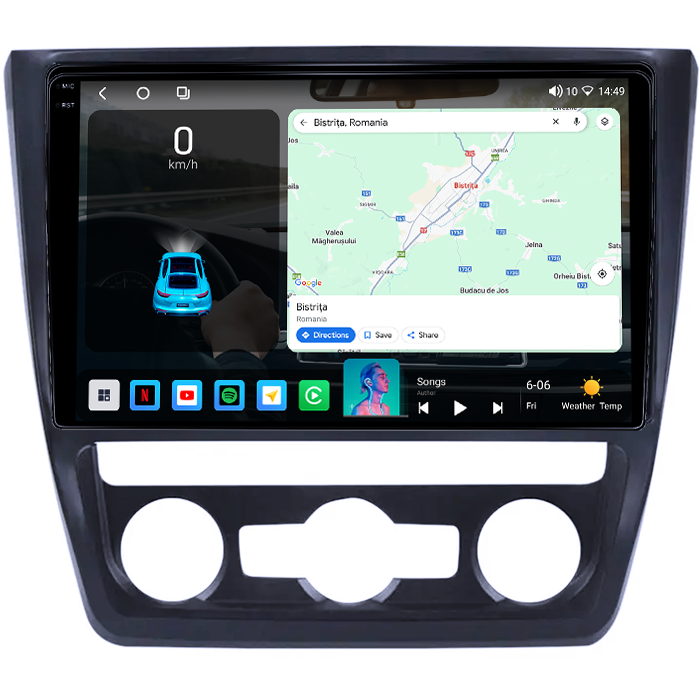 Navigatie dedicata Skoda Yeti 5L 2009-2014, 4GB RAM 64GB ROM, Octacore, Android 14, Display QLED 1K 10", Carplay&Android Auto, SIM 4G, Ventilator Activ [2]