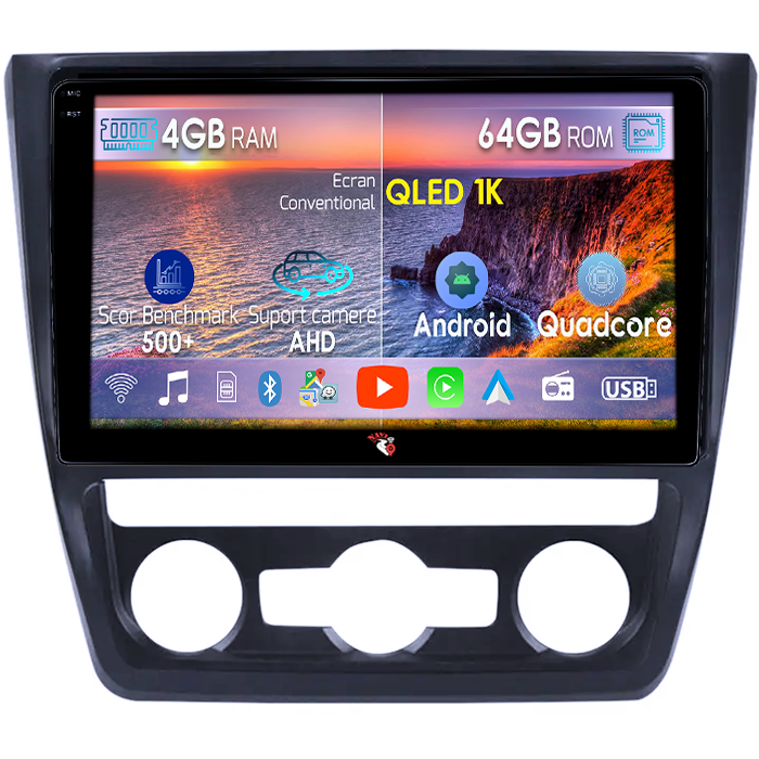 Navigatie dedicata Skoda Yeti 5L 2009-2014, 4GB RAM 64GB ROM, Octacore, Android 14, Display QLED 1K 10", Carplay&Android Auto, SIM 4G, Ventilator Activ [1]