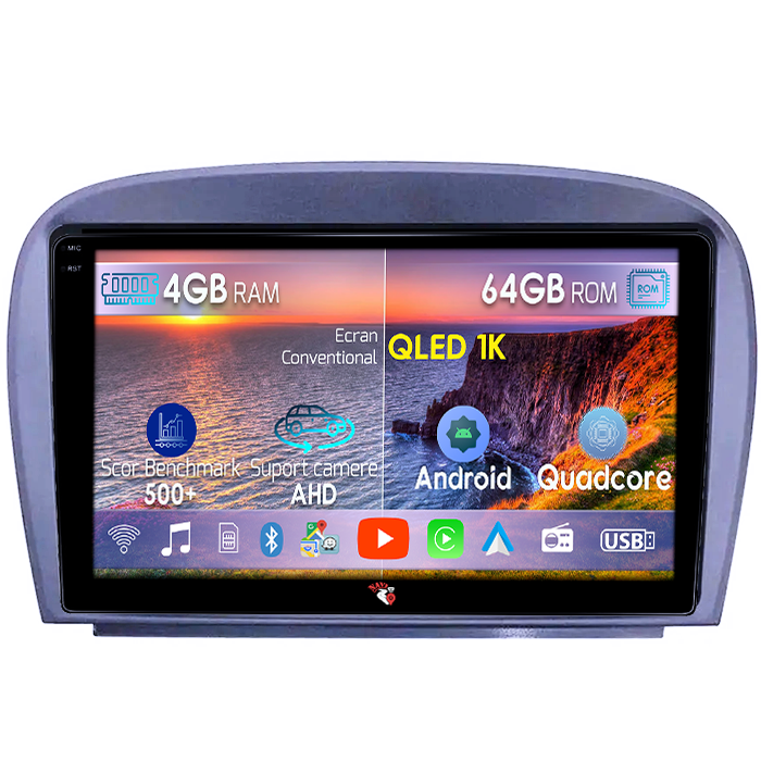 Navigatie dedicata Smart Fortwo 2016, 4GB RAM 64GB ROM, Octacore, Android 14, Display QLED 1K 9", Carplay&Android Auto, SIM 4G, Ventilator Activ [1]