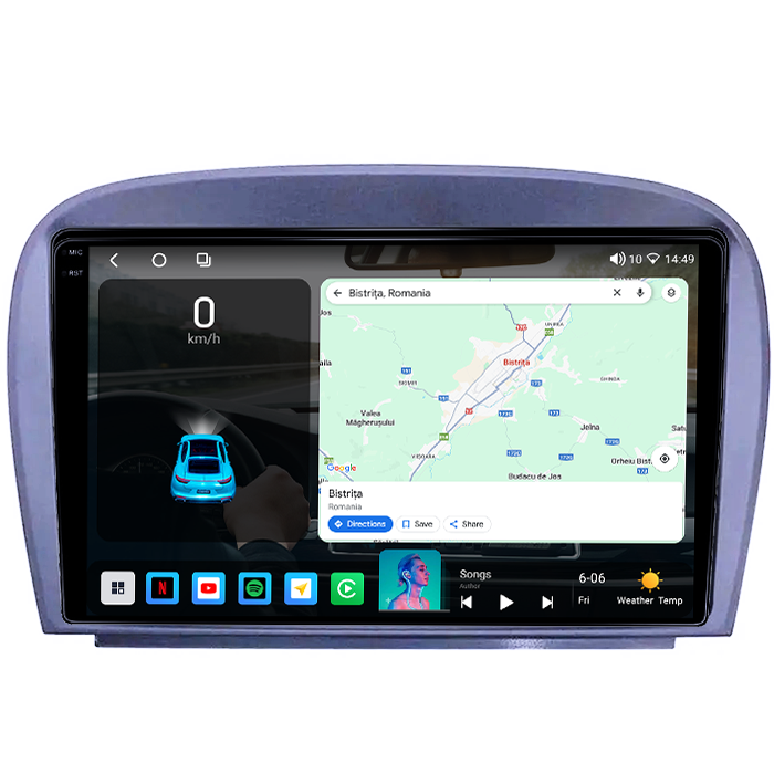 Navigatie dedicata Smart Fortwo 2016, 4GB RAM 64GB ROM, Octacore, Android 14, Display QLED 1K 9", Carplay&Android Auto, SIM 4G, Ventilator Activ [2]