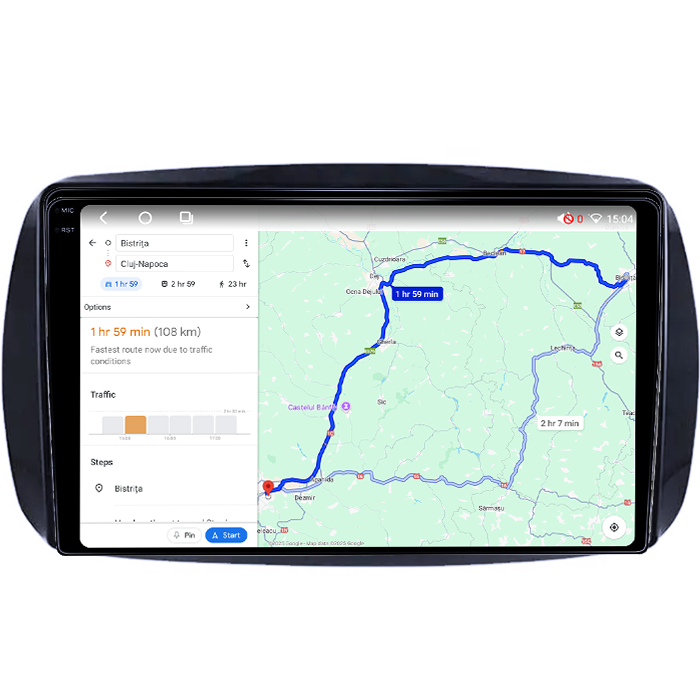 Navigatie dedicata Smart Fortwo dupa 2014, 4GB RAM 64GB ROM, Octacore, Android 14, Display QLED 1K 9", Carplay&Android Auto, SIM 4G, Ventilator Activ [4]