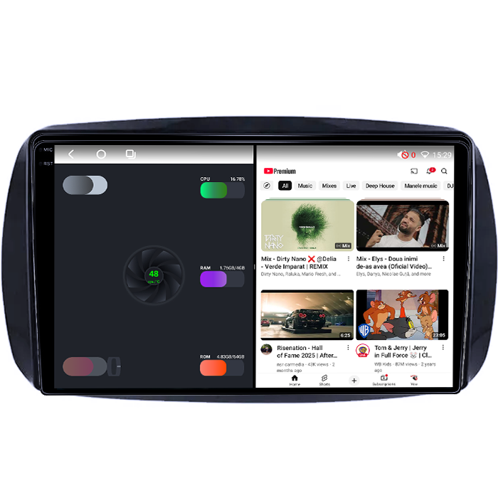 Navigatie dedicata Smart Fortwo dupa 2014, 4GB RAM 64GB ROM, Octacore, Android 14, Display QLED 1K 9", Carplay&Android Auto, SIM 4G, Ventilator Activ [3]