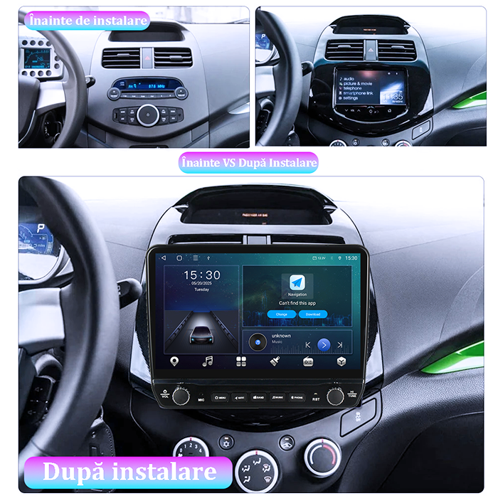 Navigatie dedicata Spark 2010-2014 Tesla cu butoane rotative model 2024, 4GB RAM 64GB ROM, Procesor Quadcore, Android 14, Display QLED 10", DSP, Carplay&Android Auto [3]