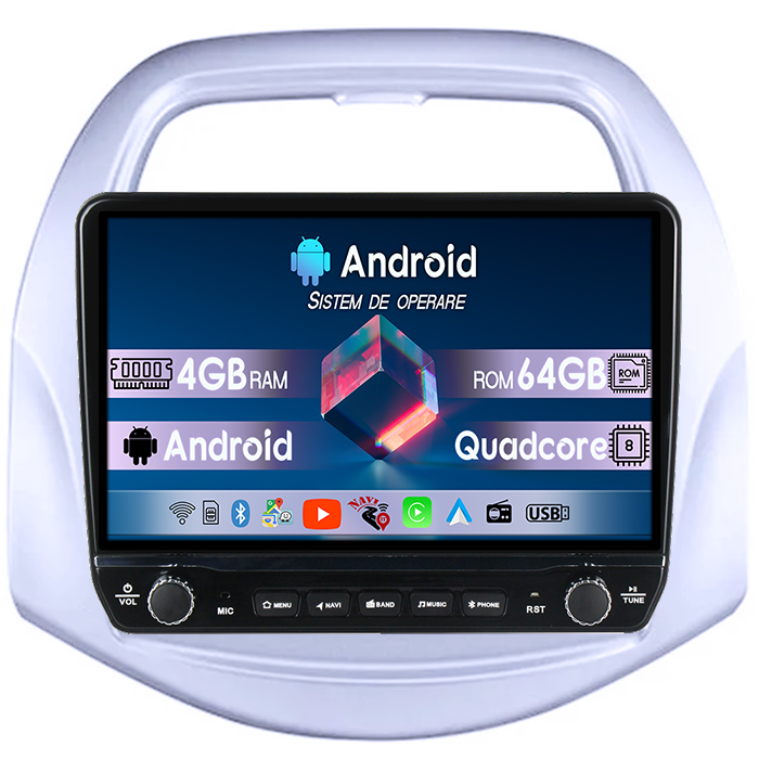 Navigatie dedicata Spark Beat 2018-2020 Tesla cu butoane rotative model 2024, 4GB RAM 64GB ROM, Procesor Quadcore, Android 14, Display QLED 10", DSP, Carplay&Android Auto [1]