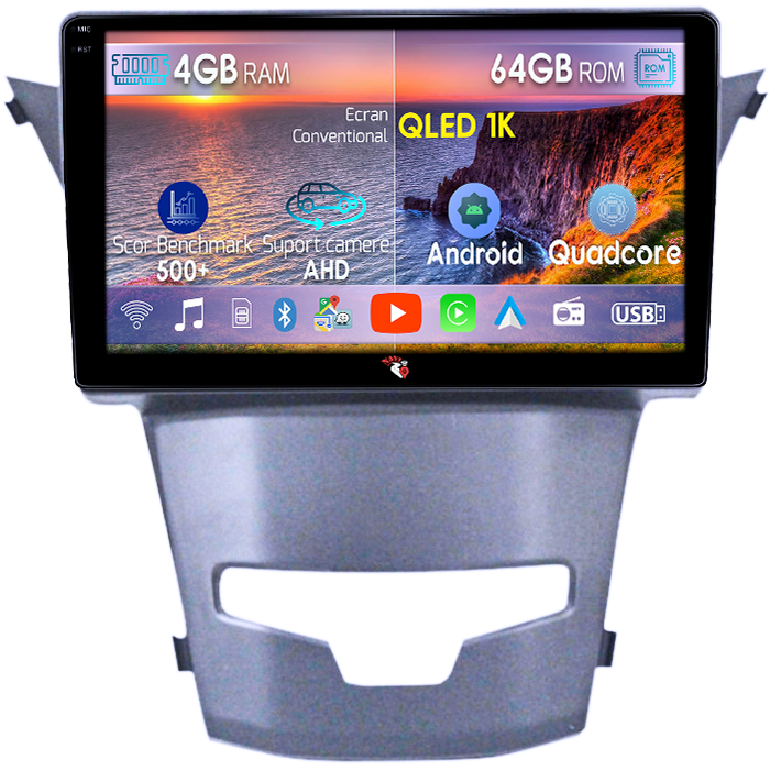 Navigatie dedicata Ssangyong Actyon 2013-2017, 4GB RAM 64GB ROM, Octacore, Android 14, Display QLED 1K 9", Carplay&Android Auto, SIM 4G, Ventilator Activ [1]