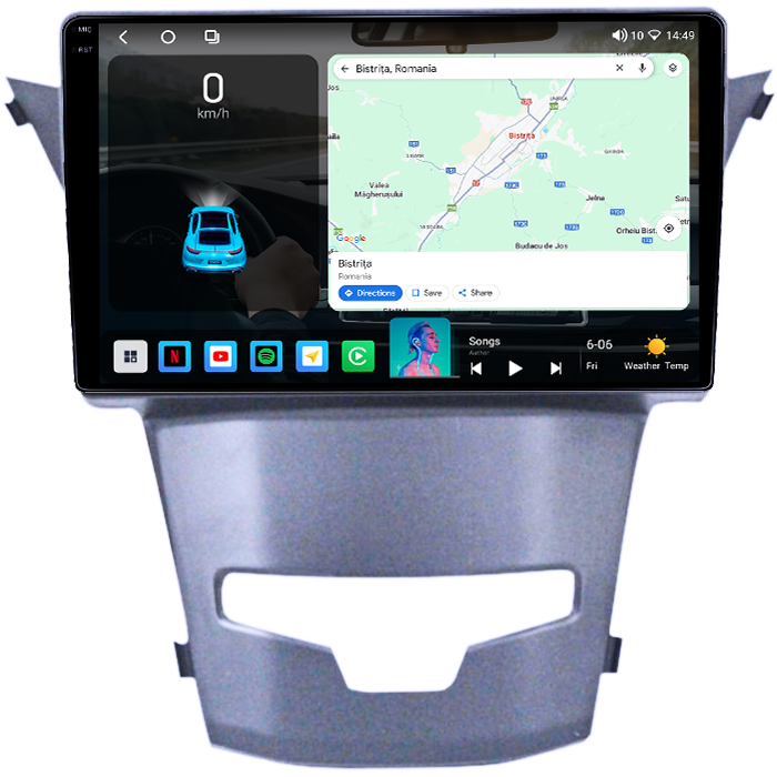 Navigatie dedicata Ssangyong Actyon 2013-2017, 4GB RAM 64GB ROM, Octacore, Android 14, Display QLED 1K 9", Carplay&Android Auto, SIM 4G, Ventilator Activ [2]