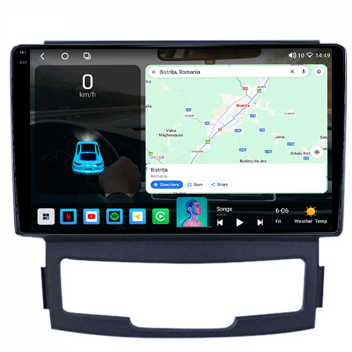 Navigatie dedicata SsangYong Korando 2010-2013, 4GB RAM 64GB ROM, Octacore, Android 14, Display QLED 1K 9", Carplay&Android Auto, SIM 4G, Ventilator Activ [2]