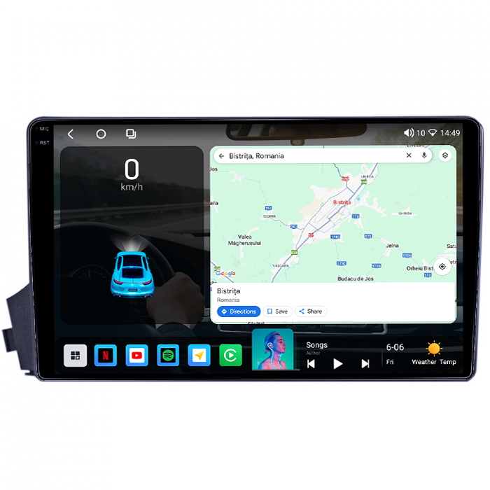 Navigatie dedicata Ssangyong Kyron 2005-2011, 4GB RAM 32GB ROM, Octacore, Android 14, Display QLED 1K 9", DSP, Carplay&Android Auto, SIM 4G, Bluetooth, Ventilator Activ [2]