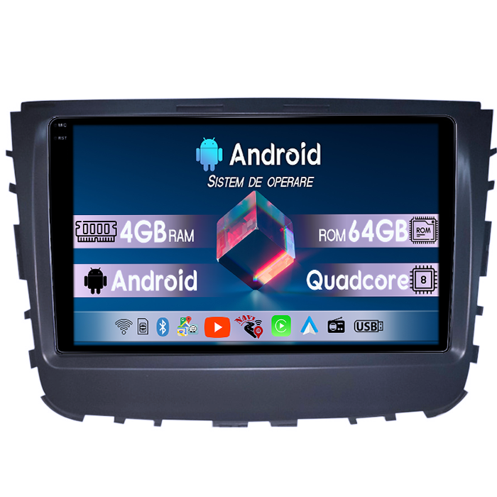 Navigatie dedicata SsangYong Rexton 2019, 4GB RAM 64GB ROM, Quad Core, Display 9" QLED 1K, Carplay, Android 14, Bluetooth, Magazin Play, Suport Camere AHD [1]