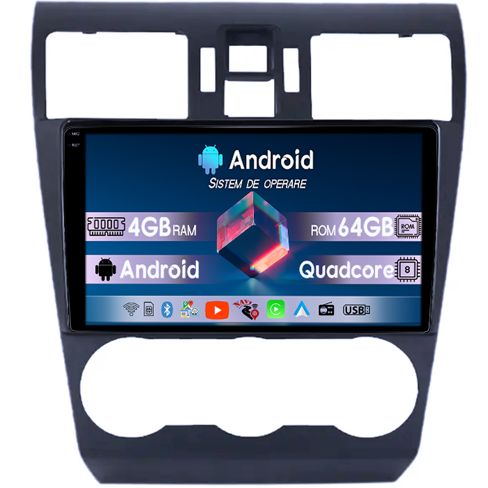 Navigatie dedicata Subaru Forester 2013-2014, 4GB RAM 64GB ROM, Quad Core, Display 9" QLED 1K, Carplay, Android 14, Bluetooth, Magazin Play, Suport Camere AHD [4]