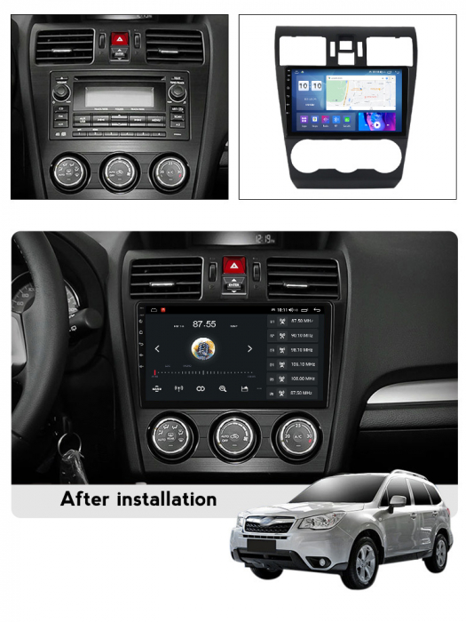 Navigatie dedicata Subaru Forester 2013-2014, 4 GB RAM 64 ROM, Android 13, Display QLED, 9", DSP, Carplay, Android Auto, Internet, Youtube , Waze , WI-FI , USB [6]