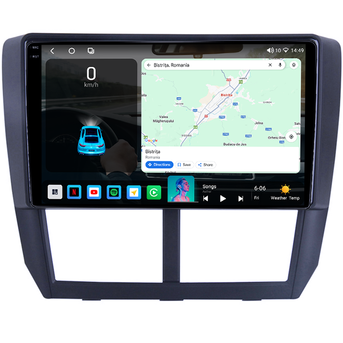 Navigatie dedicata Subaru Forester 3 2007-2013, 4GB RAM 32GB ROM, Octacore, Android 14, Display QLED 1K 9", DSP, Carplay&Android Auto, SIM 4G, Bluetooth, Ventilator Activ [2]