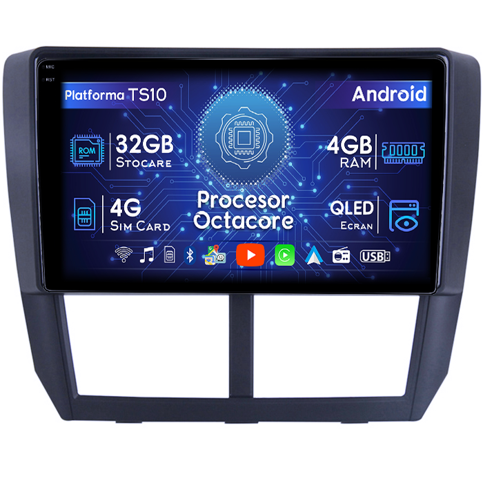 Navigatie dedicata Subaru Forester 3 2007-2013, 4GB RAM 32GB ROM, Octacore, Android 14, Display QLED 1K 9", DSP, Carplay&Android Auto, SIM 4G, Bluetooth, Ventilator Activ [1]