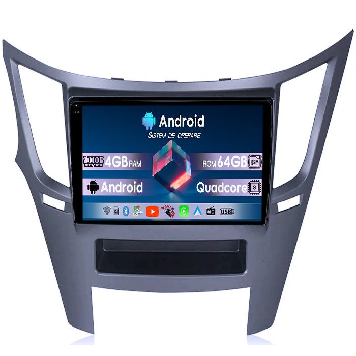 Navigatie dedicata Subaru Legacy Outback 2009-2014, 4GB RAM 64GB ROM, Quad Core, Display 9" QLED 1K, Carplay, Android 14, Bluetooth, Magazin Play, Suport Camere AHD [1]