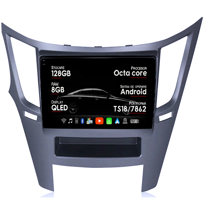 Navigatie dedicata Subaru Legacy Outback 2009-2014, 8GB RAM 128GB ROM, Octacore, Platforma TS18, Android 14, Display QLED 9", Suporta camera 360", DSP, Carplay&Android Auto, SIM 4G, Ventilator Acti [1]