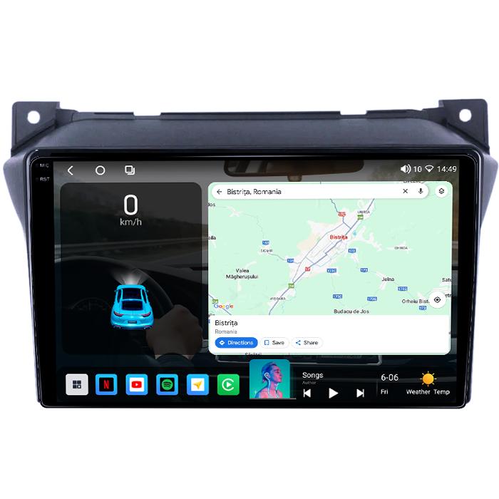 Navigatie dedicata Suzuki Alto 2009-2016, 4GB RAM 64GB ROM, Octacore, Android 14, Display QLED 1K 9", Carplay&Android Auto, SIM 4G, Ventilator Activ [2]