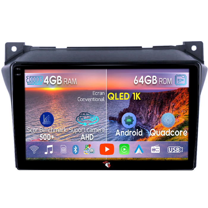 Navigatie dedicata Suzuki Alto 2009-2016, 4GB RAM 64GB ROM, Octacore, Android 14, Display QLED 1K 9", Carplay&Android Auto, SIM 4G, Ventilator Activ [1]
