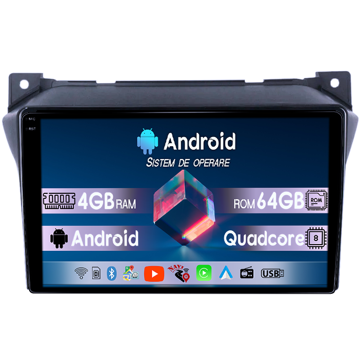 Navigatie dedicata Suzuki Alto 2009-2016, 4GB RAM 64GB ROM, Quad Core, Display 9" QLED 1K, Carplay, Android 14, Bluetooth, Magazin Play, Suport Camere AHD [1]
