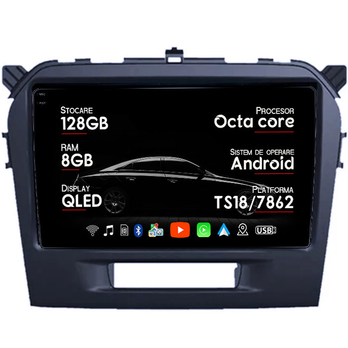 Navigatie dedicata Suzuki Grand Vitara 2016+, 8GB RAM 128GB ROM, Octacore, Platforma TS18, Android 14, Display QLED 9", Suporta camera 360", DSP, Carplay&Android Auto, SIM 4G, Ventilator Activ [1]