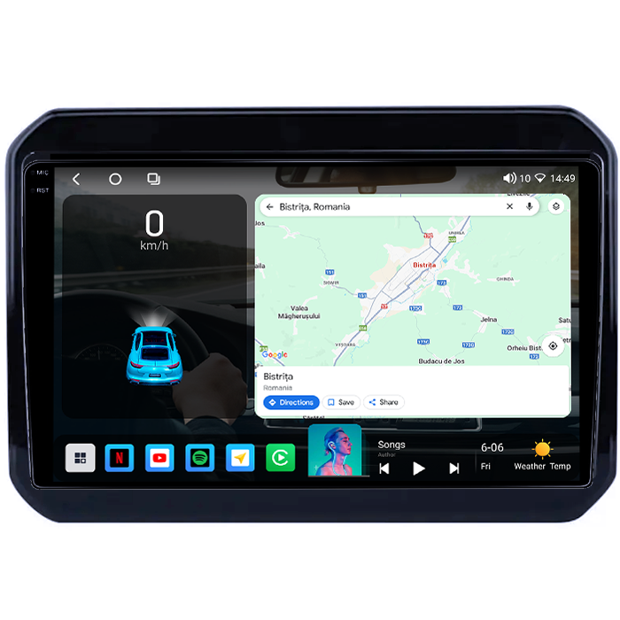 Navigatie dedicata Suzuki Ignis 2016-2020, 4GB RAM 64GB ROM, Octacore, Android 14, Display QLED 1K 9", Carplay&Android Auto, SIM 4G, Ventilator Activ [2]