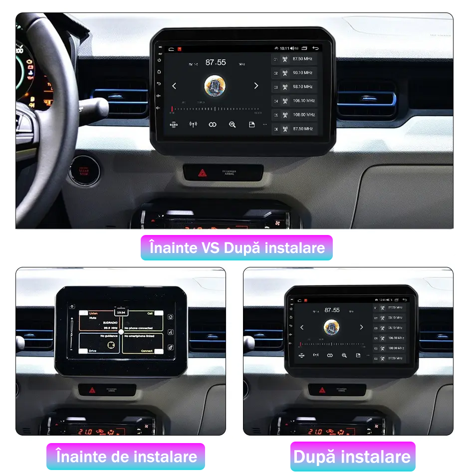 Navigatie dedicata Suzuki Ignis 2016-2020, 8GB RAM 128GB ROM, Octacore, Platforma TS18, Android 13, Display QLED 9”, Suporta camera 360º, DSP, Carplay&Android Auto, SIM 4G, Ventilator Activ [3]