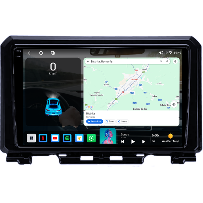 Navigatie dedicata Suzuki Jimny 2018-2020, 4GB RAM 64GB ROM, Octacore, Android 14, Display QLED 1K 9", Carplay&Android Auto, SIM 4G, Ventilator Activ [2]