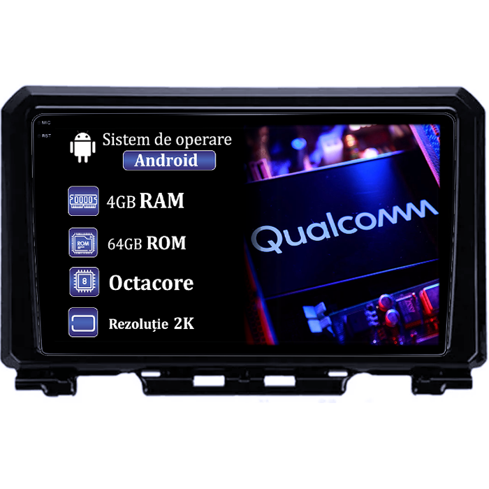 Navigatie dedicata Suzuki Jimny 2019, 4GB RAM 64GB ROM, Procesor Qualcomm Octacore, Android 14, Rezolutie 2K, Display QLED 9", DSP, Carplay&Android Auto, SIM 4G [1]