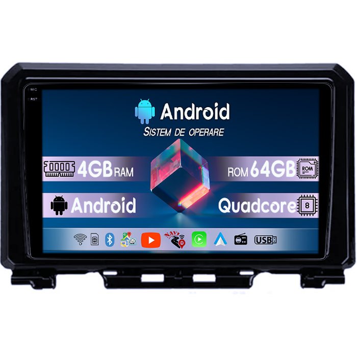 Navigatie dedicata Suzuki Jimny 2019, 4GB RAM 64GB ROM, Quad Core, Display 9" QLED 1K, Carplay, Android 14, Bluetooth, Magazin Play, Suport Camere AHD [1]