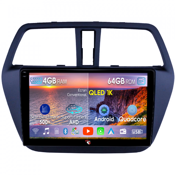 Navigatie dedicata Suzuki S-cross 2012-2016, 4GB RAM 64GB ROM, Octacore, Android 14, Display QLED 1K 9", DSP, Carplay, Android Auto, Internet, Youtube, Waze, WIFI, Bluetooth [1]