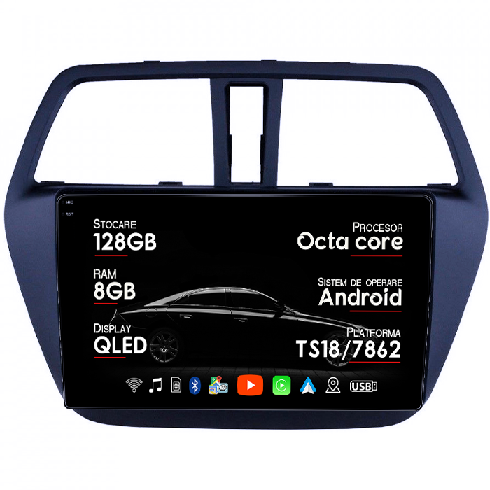Navigatie dedicata Suzuki S-cross 2012-2016, 8GB RAM 128GB ROM, Octacore, Platforma TS18, Android 14, Display QLED 9", Suporta camera 360", DSP, Carplay&Android Auto, SIM 4G, Ventilator Activ [1]