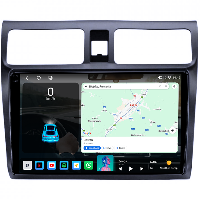 Navigatie dedicata Suzuki Swift 2003-2010, 4GB RAM 32GB ROM, Octacore, Android 14, Display QLED 1K 10", DSP, Carplay&Android Auto, SIM 4G, Bluetooth, Ventilator Activ [2]