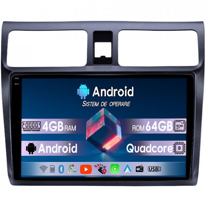 Navigatie dedicata Suzuki Swift 2003-2010, 4GB RAM 64GB ROM, Quad Core, Display 10" QLED 1K, Carplay, Android 14, Bluetooth, Magazin Play, Suport Camere AHD [1]