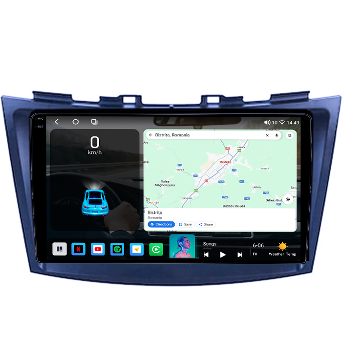 Navigatie dedicata Suzuki Swift 2010-2017, 4GB RAM 64GB ROM, Octacore, Android 14, Display QLED 1K 9", Carplay&Android Auto, SIM 4G, Ventilator Activ [2]
